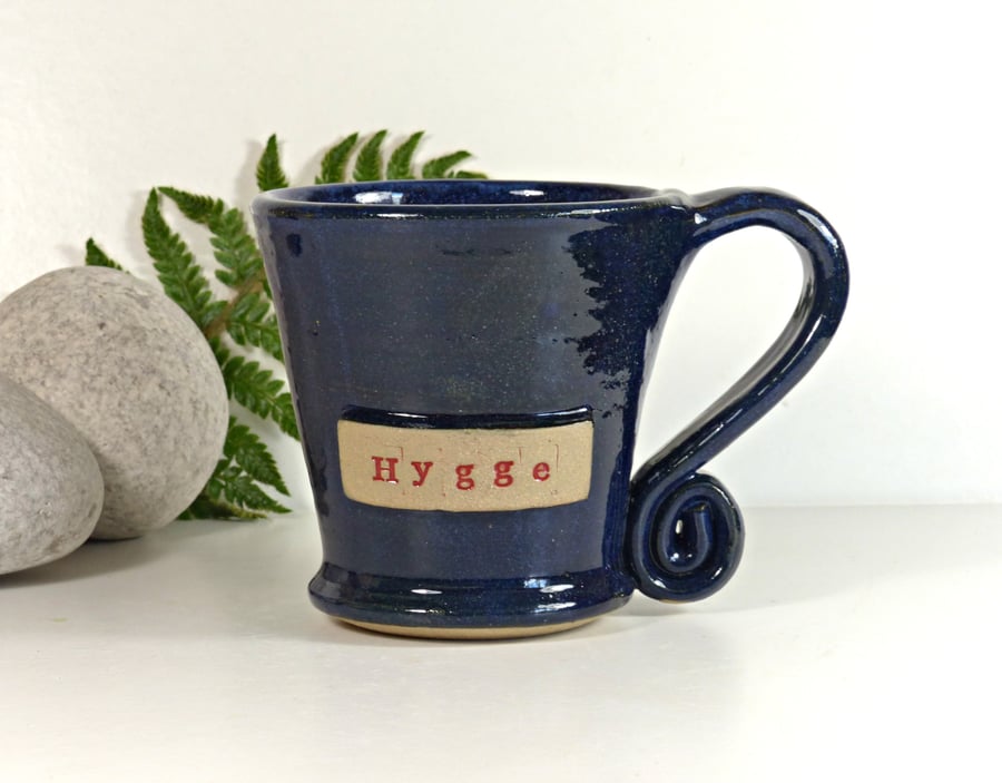 Hygge - Blue  Mug - Ceramic Stoneware Pottery UK Gift Gifts Mugs Tea Coffee 