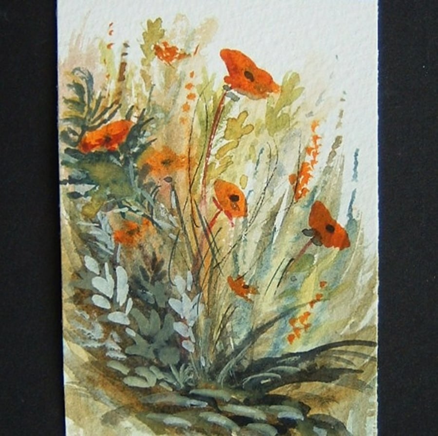 floral garden flowers aceo art original painting ref 27