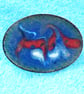 large oval brooch scrolled white and red on blue over clear enamel - Image 3