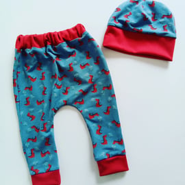 Beautiful Bundle Baby Leggings and hat set, age 3-6 months, dragons for baby boy