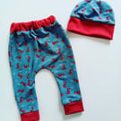Beautiful Bundle Baby Leggings and hat set, age 3-6 months, dragons for baby boy