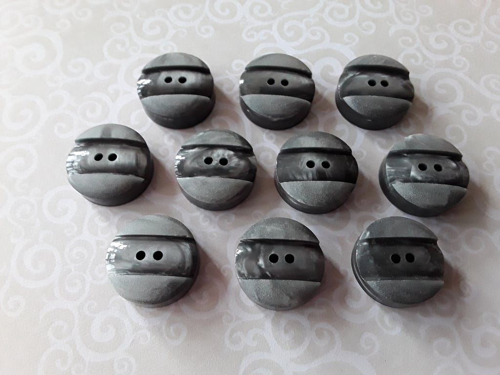 3 4" 19mm 30L VINTAGE Grey early Polyester marbled buttons