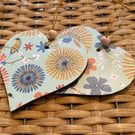 Pretty floral Starburst decoupaged large wooden gift tag