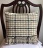 Angharad cushion: Ash grey 12" fringed. Handwoven in Wales - Image 4