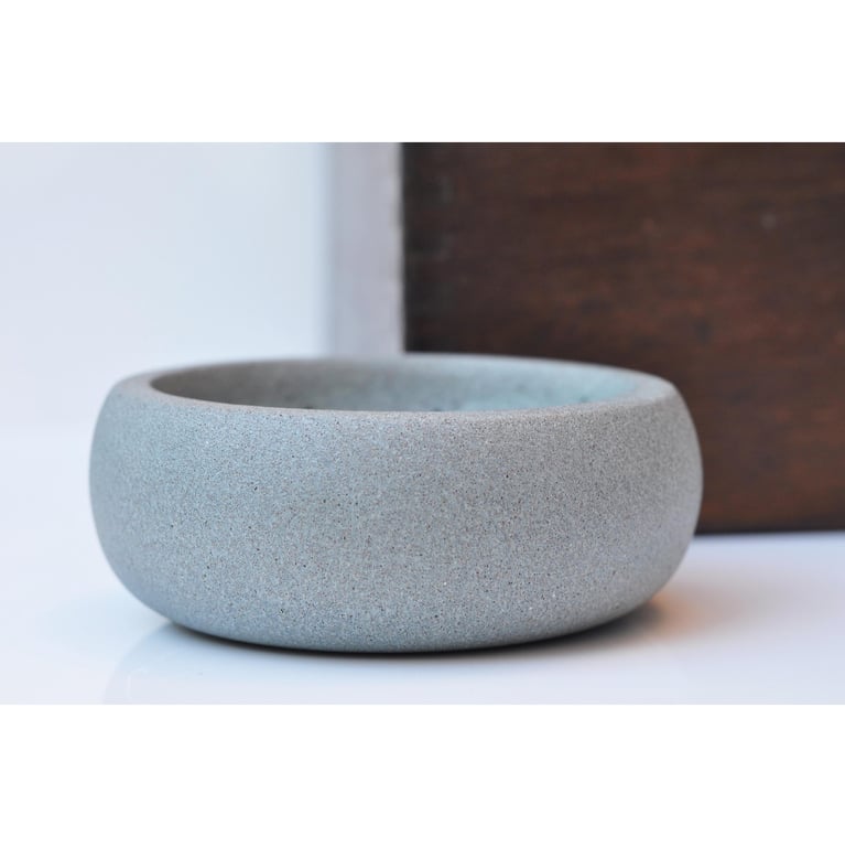Handmade Concrete Trinket Dish: Little Steel Grey rustic Jewelry and Coin Bowl T