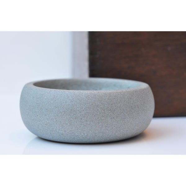 Handmade Concrete Trinket Dish: Little Steel Grey rustic Jewelry and Coin Bowl T