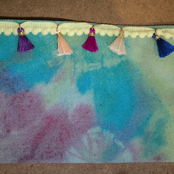 Small blue green and pink zipper pouch 