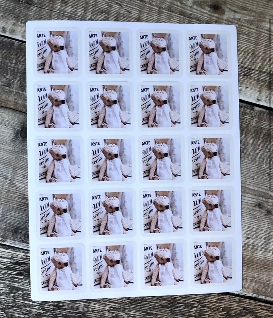 Teddy bear stickers vintage style 
