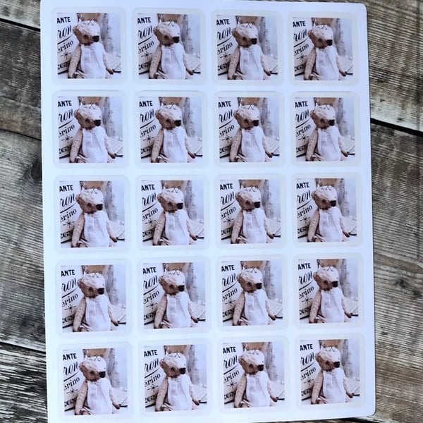 Teddy bear stickers vintage style 