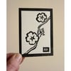 "three flowers" ACEO lino print