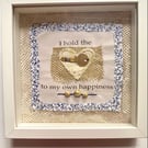Blue and gold heart,  happiness affirmation statement 