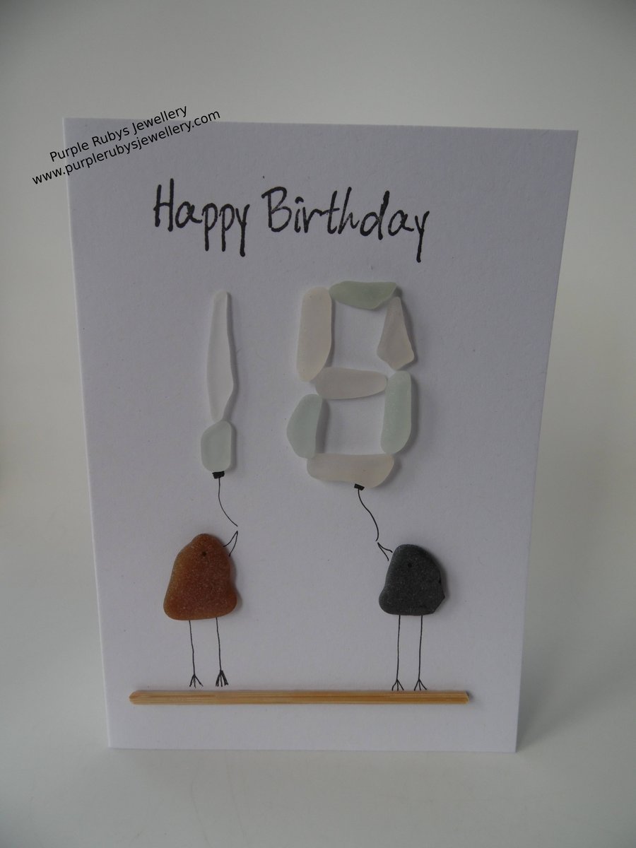 18th Birthday Sea Glass Birds Birthday Card C368