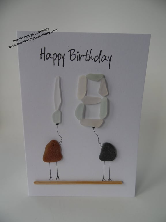 18th Birthday Sea Glass Birds Birthday Card C368
