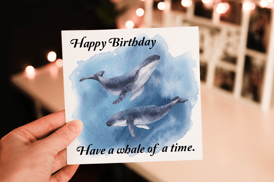 Humpback Whale Happy Birthday Card, Whale Birthday Card, Personalized Humpabck