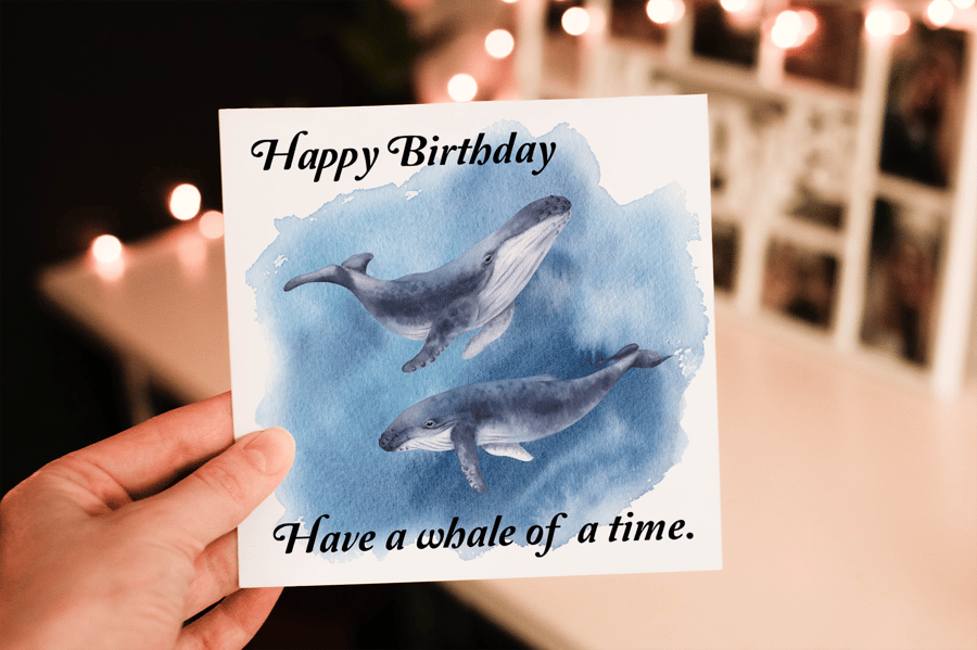 Humpback Whale Happy Birthday Card, Whale Birth&hellip; - Folksy