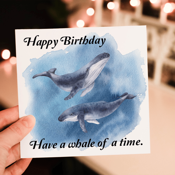 Humpback Whale Happy Birthday Card, Whale Birthday Card, Personalized Humpabck