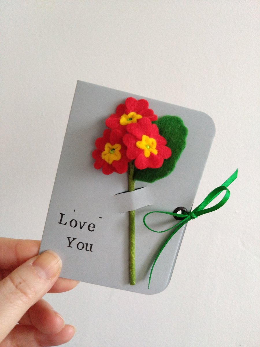Felt Flowers Card - Primrose 