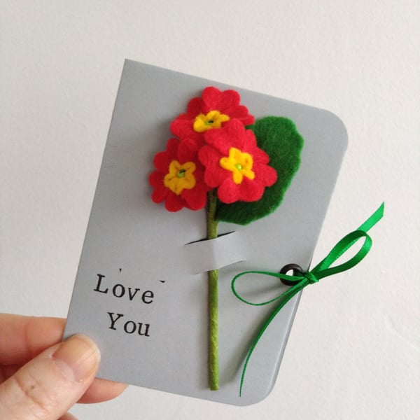 Felt Flowers Card - Primrose 