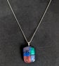Dichroic Fused Glass Pendant Necklace new and handmade in UK