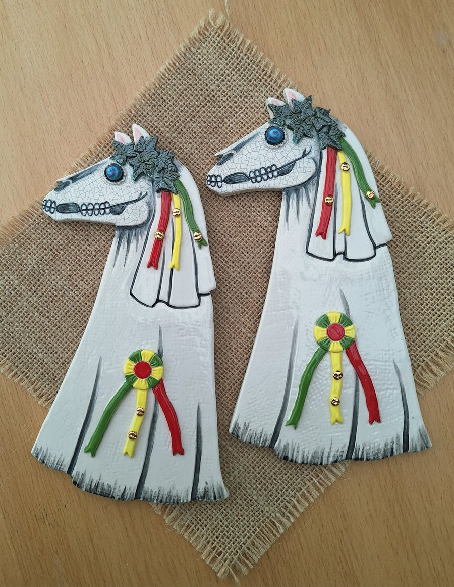 Mari Lwyd - ceramic hanging plaque