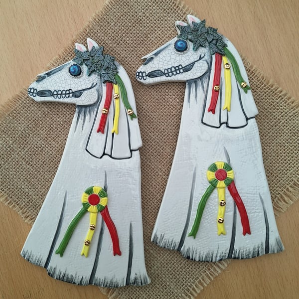 Mari Lwyd - ceramic hanging plaque