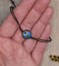 Adjustable Resin Bracelet with Pressed Silverweed Leaf, Blue, Waxed Cotton Cord - Image 2