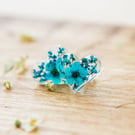 Real Flower Earrings Blue Hearts Sterling Silver Something Blue Resin Jewellery 
