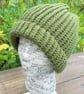 Hand Knitted Fisherman’s Hat. Chunky Knit Beanie. Green Beanie. Woolly Hat. Ha - Image 1