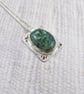 Blue Green Jasper Necklace, Sterling Silver Artisan Pendant - Image 2