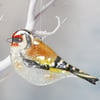 Goldfinch Garden Bird - Fused Glass Hanging - Sun Catcher - Ornament
