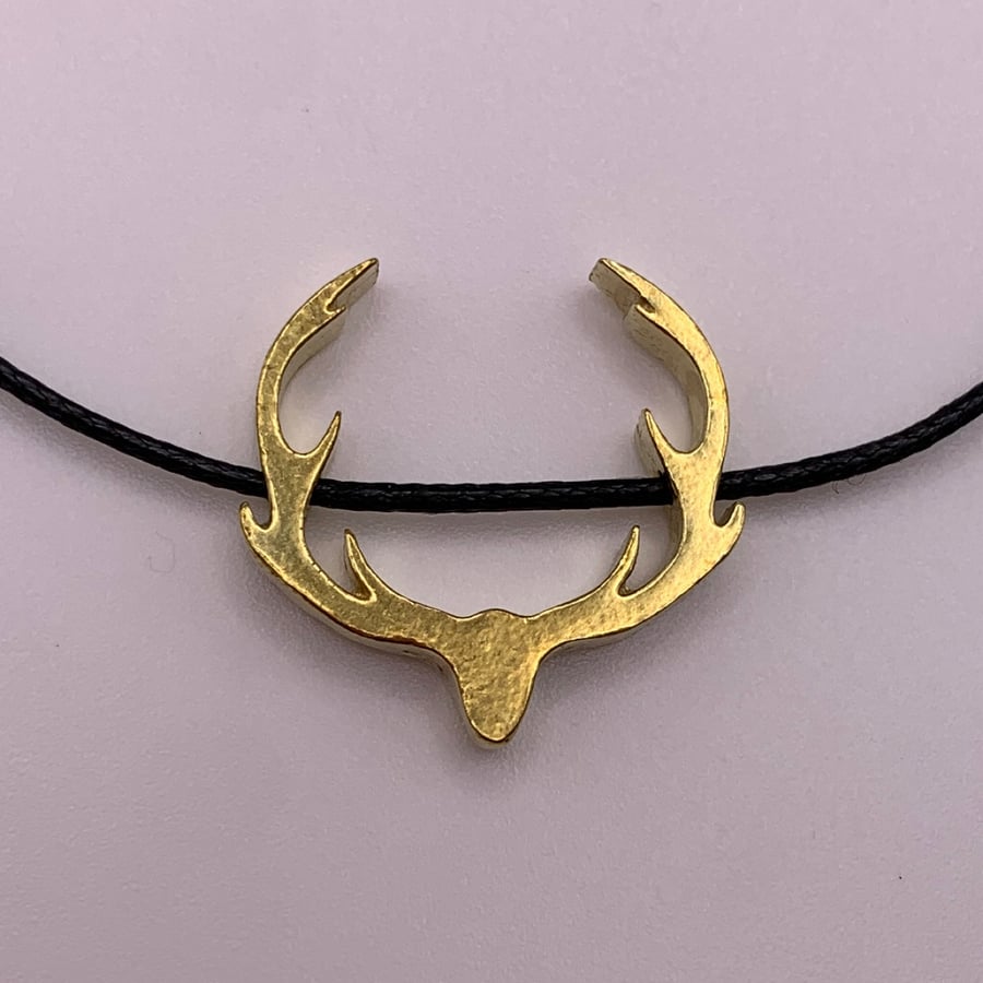 Brass Antlers Adjustable Necklace