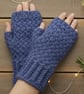 Handmade Chunky Crochet Fingerless Gloves, Double-Strand Texting Mittens, Vegan  - Image 7