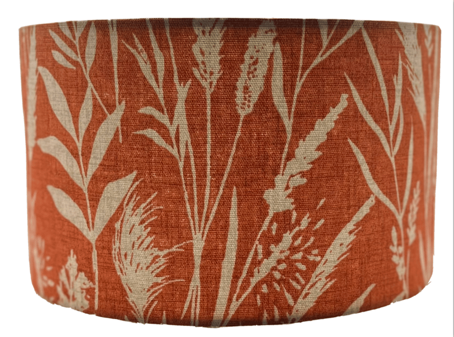 Handmade Wild Grass Clementine Orange 100% Cotton Fabric Lampshade
