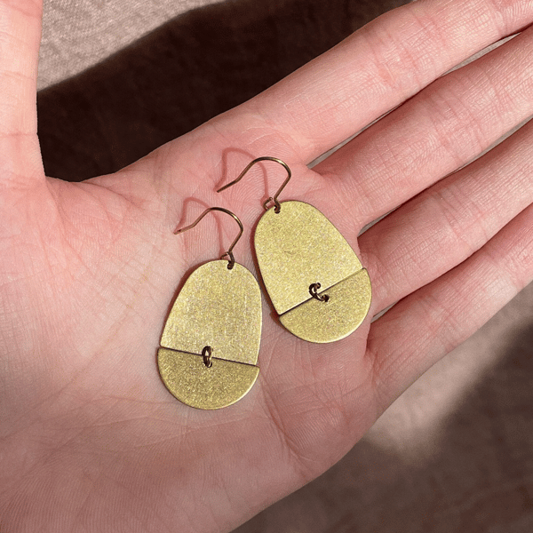 Minimalist brass earrings, statement jewellery, gift for her