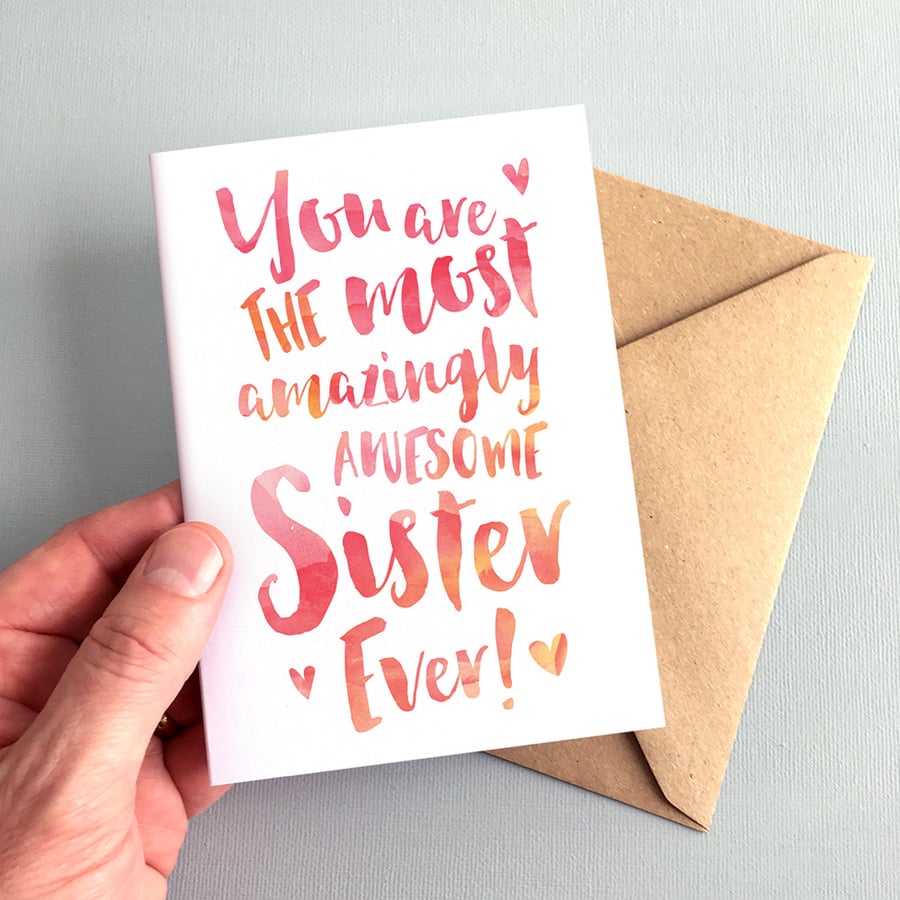 The Most Amazingly Awesome Sister Greeting Card - Sister Thank You, Sister Card,