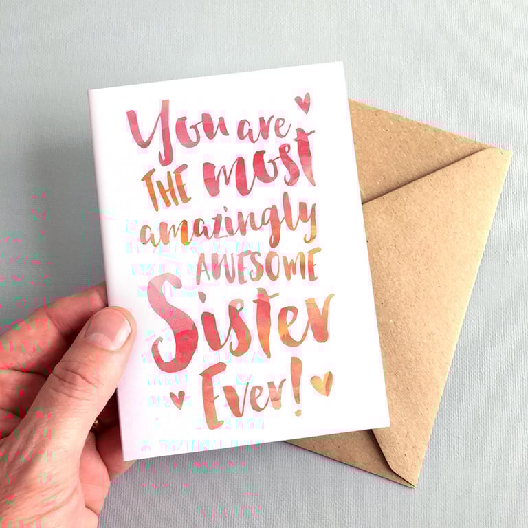 The Most Amazingly Awesome Sister Greeting Card - Sister Thank You, Sister Card,