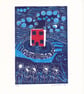 Little Red House in the Clouds - Lino Print with Chine Colle - Image 1