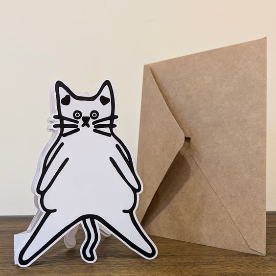 Cat card - Legs for Days – Chonky Cat Cut-Out Card