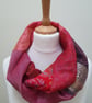 Sari silk double sided infinity scarf. Shades of burnt orange, burgundy, pink an - Image 7