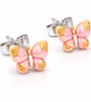 Pink Butterfly Stud Earrings – Clay & Resin, Sterling Silver Posts