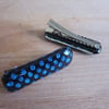 One handmade glass crocodile hair clip - mediterranean polka dots