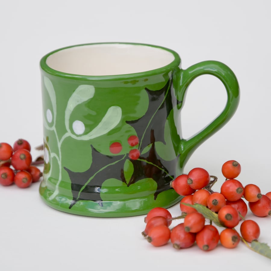 Christmas Holly & Mistletoe Country Mug