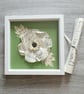Sheet Music Paper Flower, White Framed Picture, Handmade Floral Art