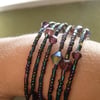 Purple Bead Memory Wire Bracelet