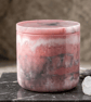 Handmade pink, white and grey marbled epoxy resin decorative pot with lid.