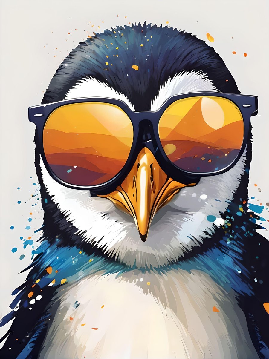 A4 Penguin in Sunglasses Print
