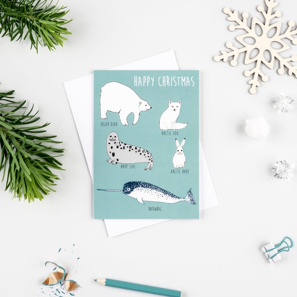 Arctic animals Christmas card