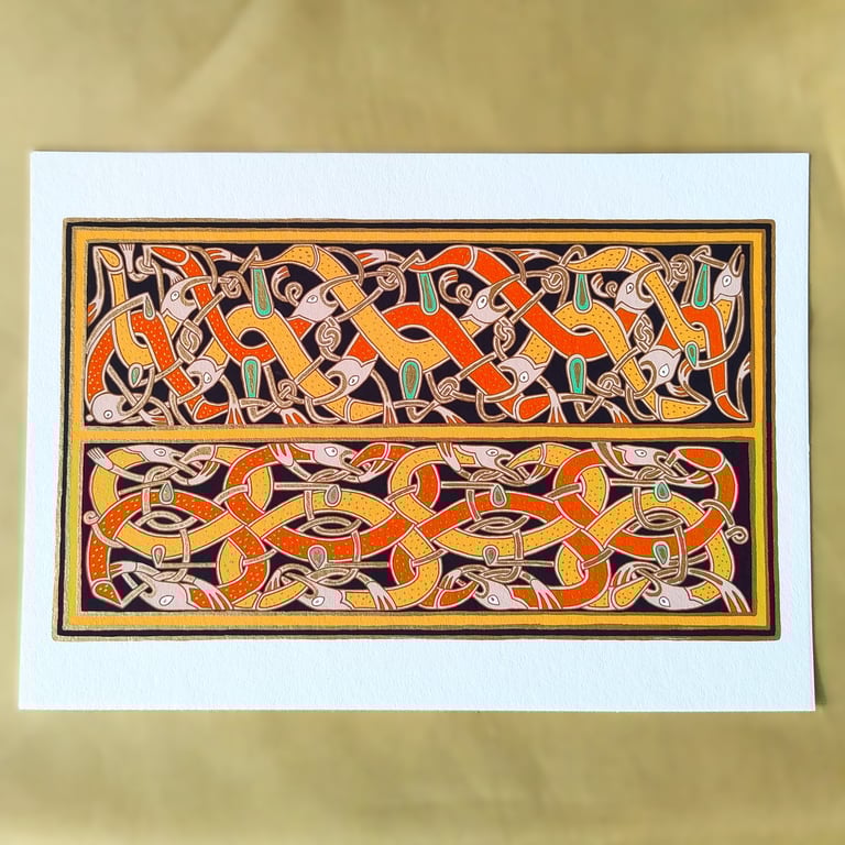 Early Medieval Illuminated Manuscript Book of Durrow Illustration Art Print