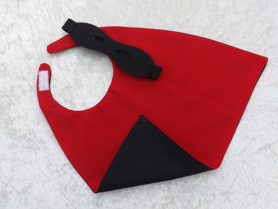 Teddy Reversible Black & Red SuperHero Cape Mask Soft Toy SUPERHERO Black Mask