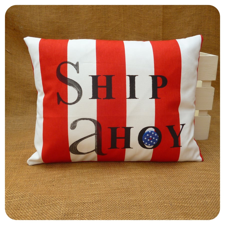 Striped Nautical Cushion, Choice of Colours and Wording Available (SKU00246)